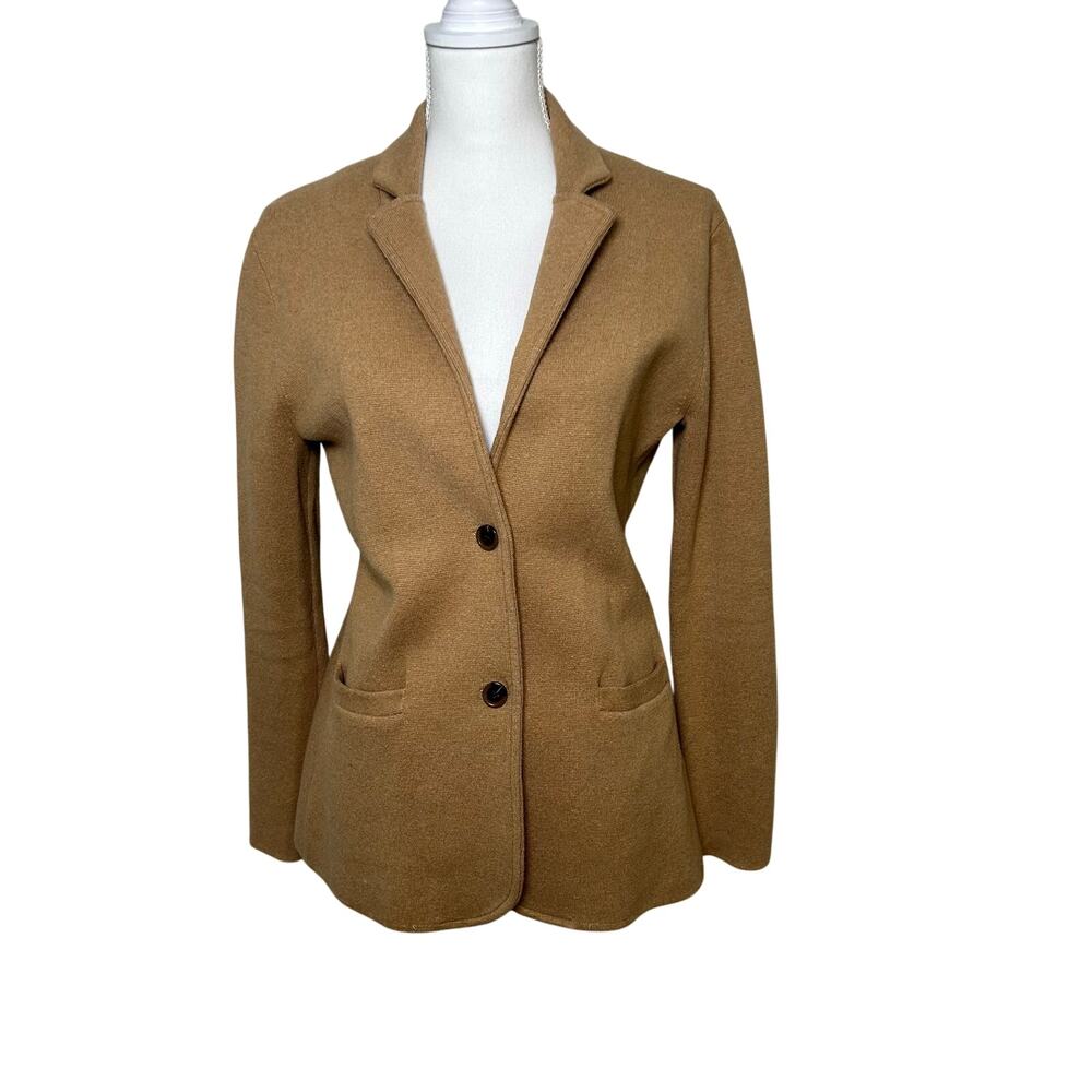 J.Crew factory Camel color cotton sweater 2 button blazer jacket size M